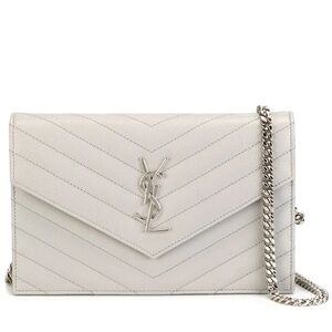 Saint Laurent YSL Cassandre Envelope WOC Wallet on Chain Leather Bag Purse